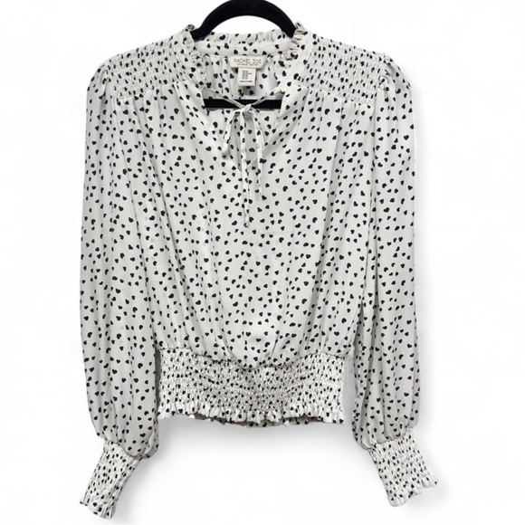 Rachel Zoe Tops - Rachel Zoe White and Black Heart Print Blouse